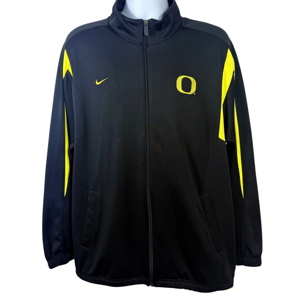 Nike Team Oregon Ducks Track Jacket Mens XL Black Yellow Full Zip Nike FIT DRY